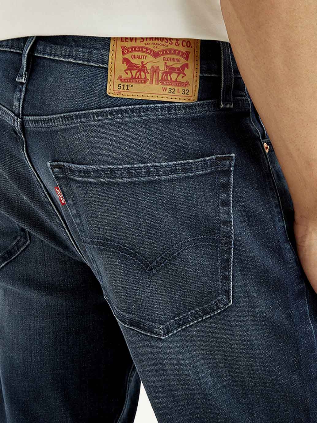 Men's 511 Dark Blue Slim Fit Mid Rise Jeans - Detail View