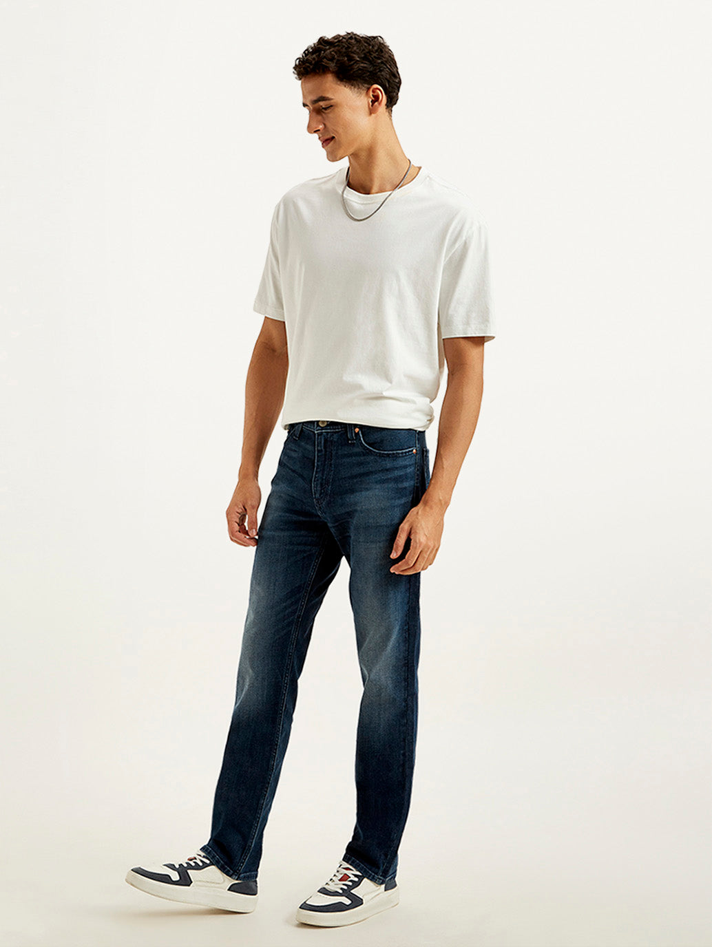 Men's 511 Dark Blue Slim Fit Mid Rise Jeans - Side View