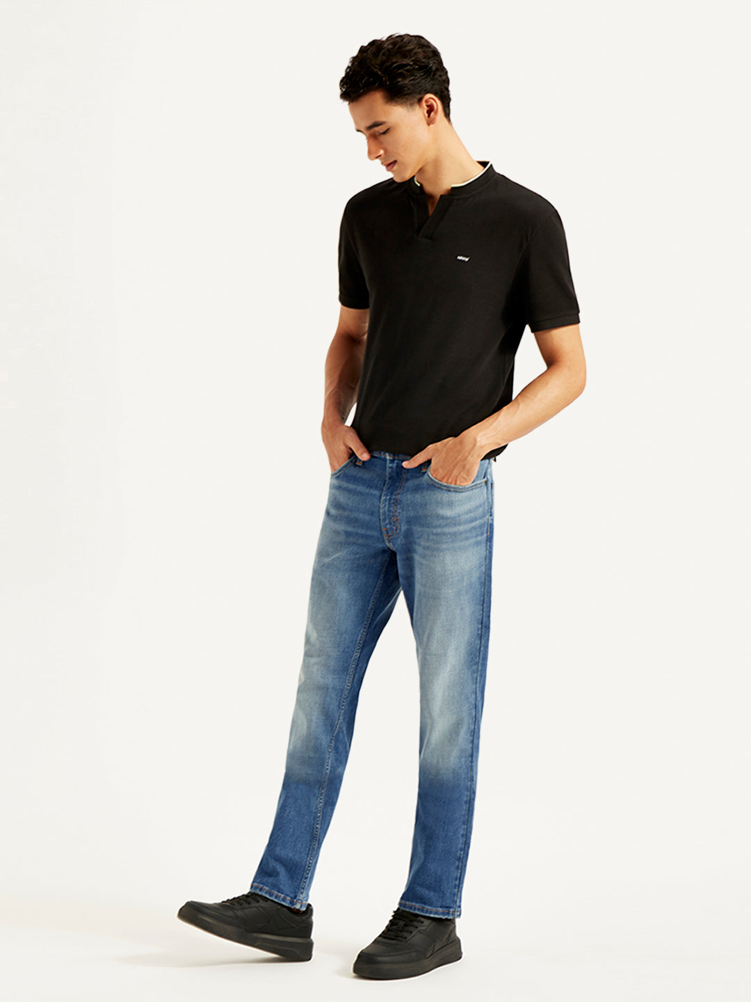 Men's 511 Blue Slim Fit Mid Rise Jeans - Side View
