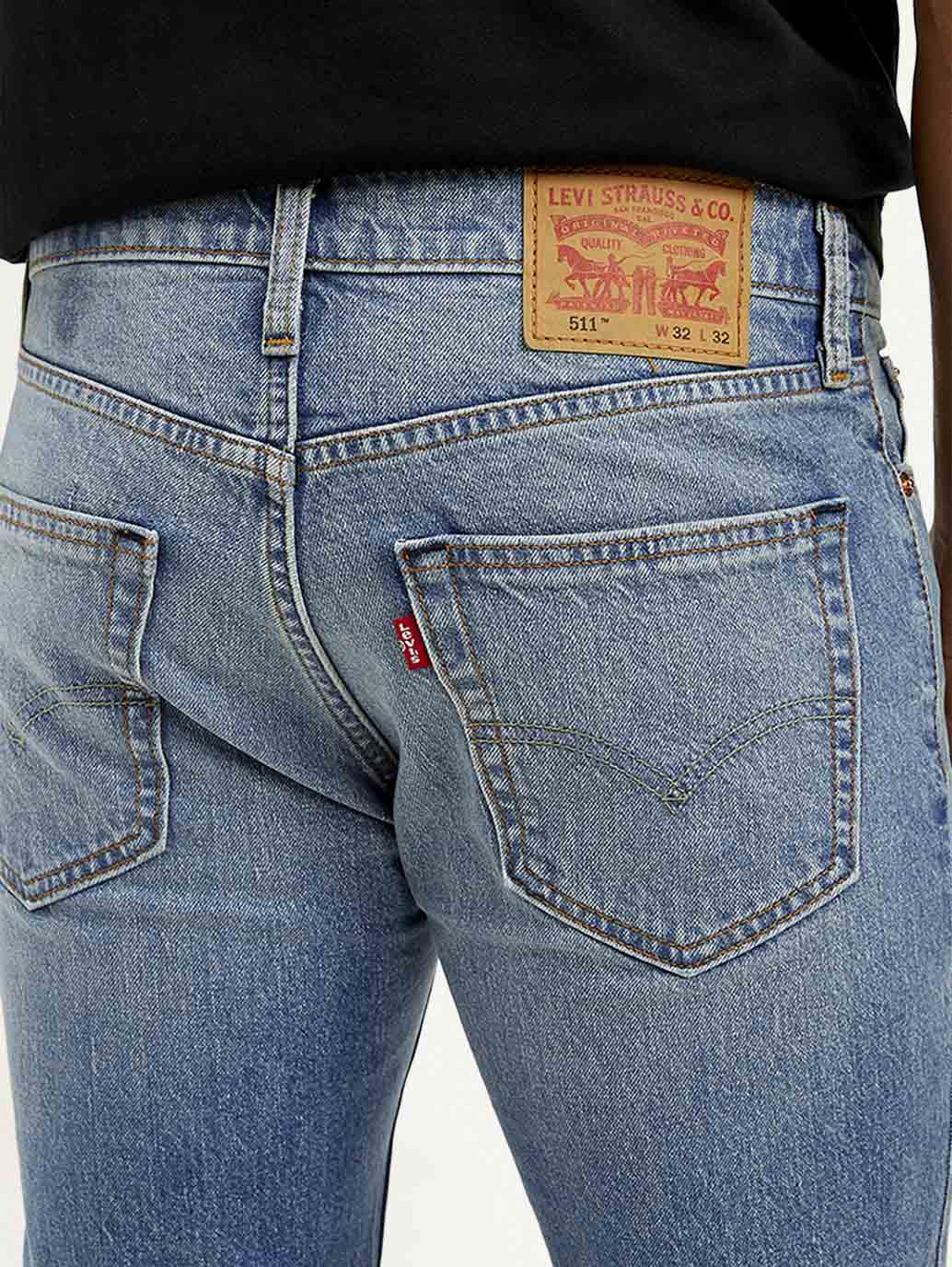 Men's 511 Light Blue Slim Fit Mid Rise Jeans - Detail View