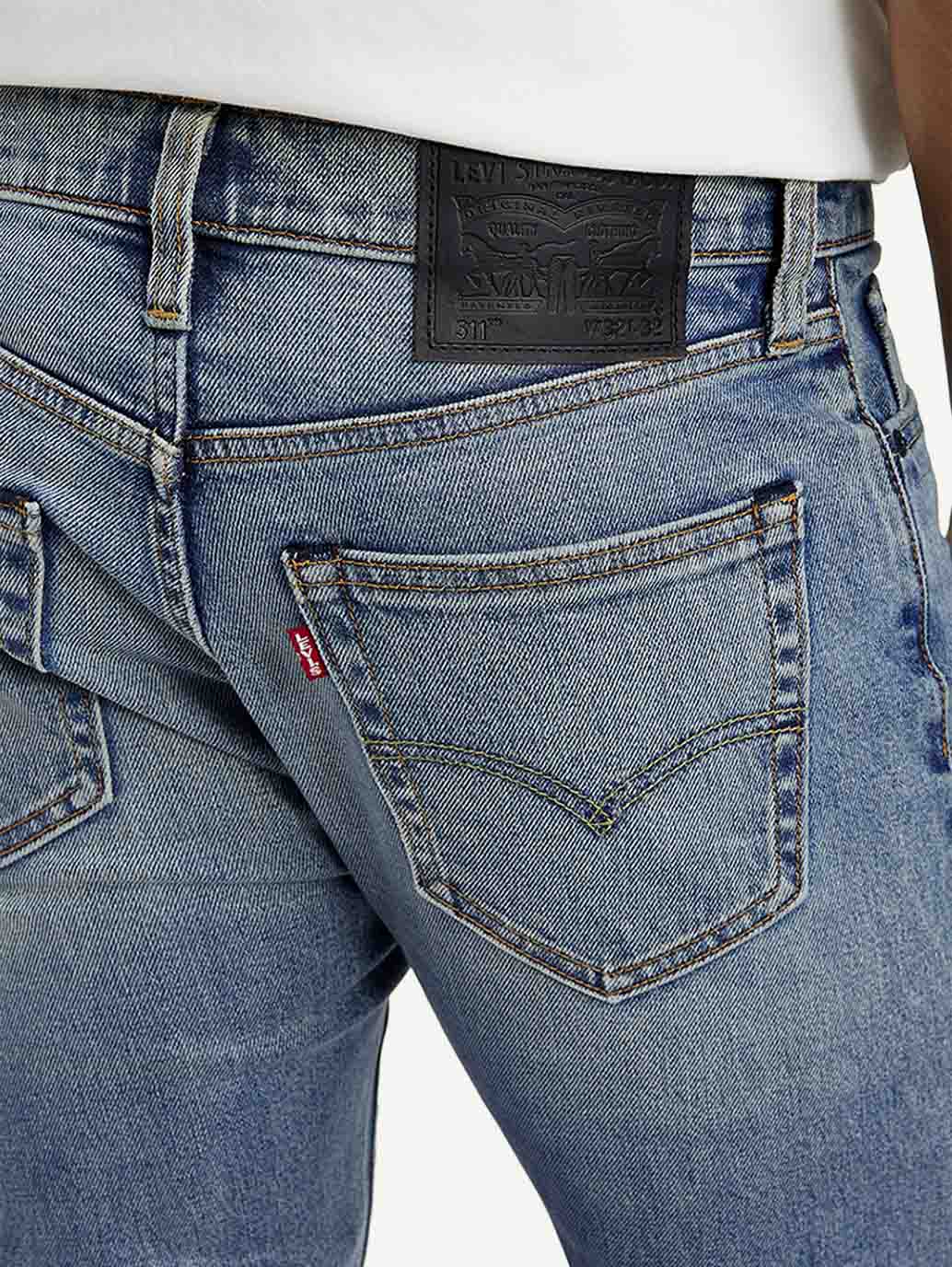 Men's 511 Blue Slim Fit Mid Rise Jeans - Detail View