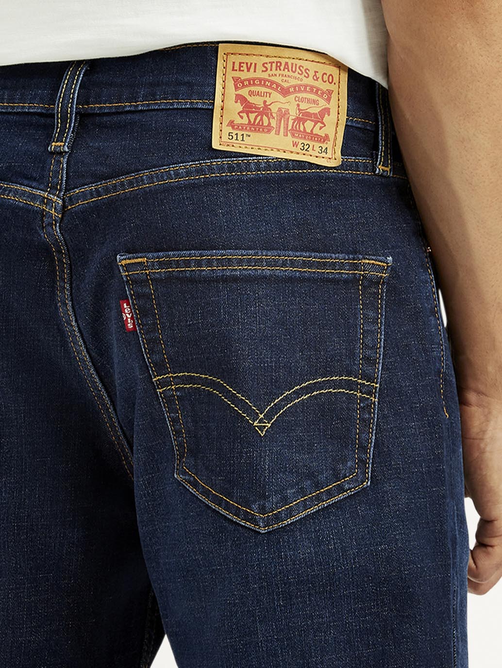 Men's 511 Dark Blue Slim Fit Mid Rise Jeans - Detail View