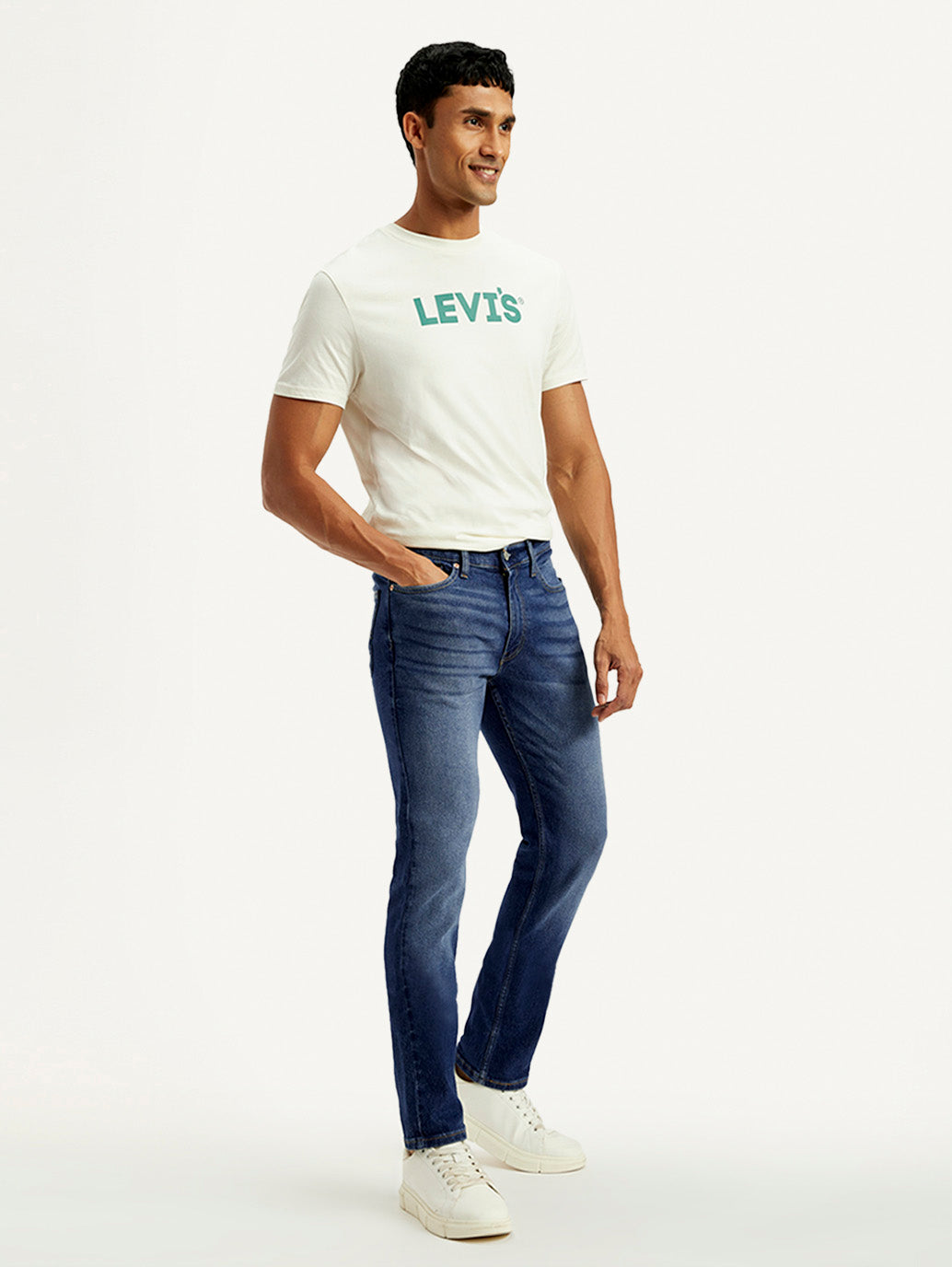 Men's 511 Blue Slim Fit Mid Rise Jeans - Side View