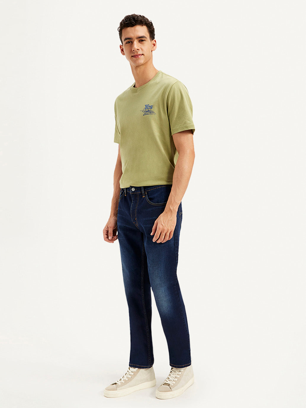 Men's 511 Dark Blue Slim Fit Mid Rise Jeans - Side View
