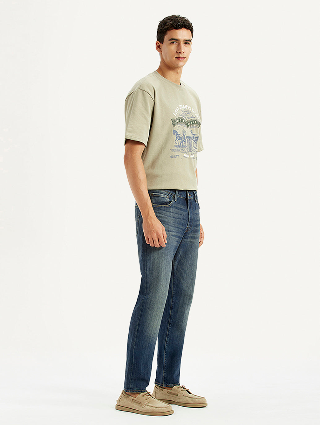Men's 511 Blue Slim Fit Mid Rise Jeans - Side View