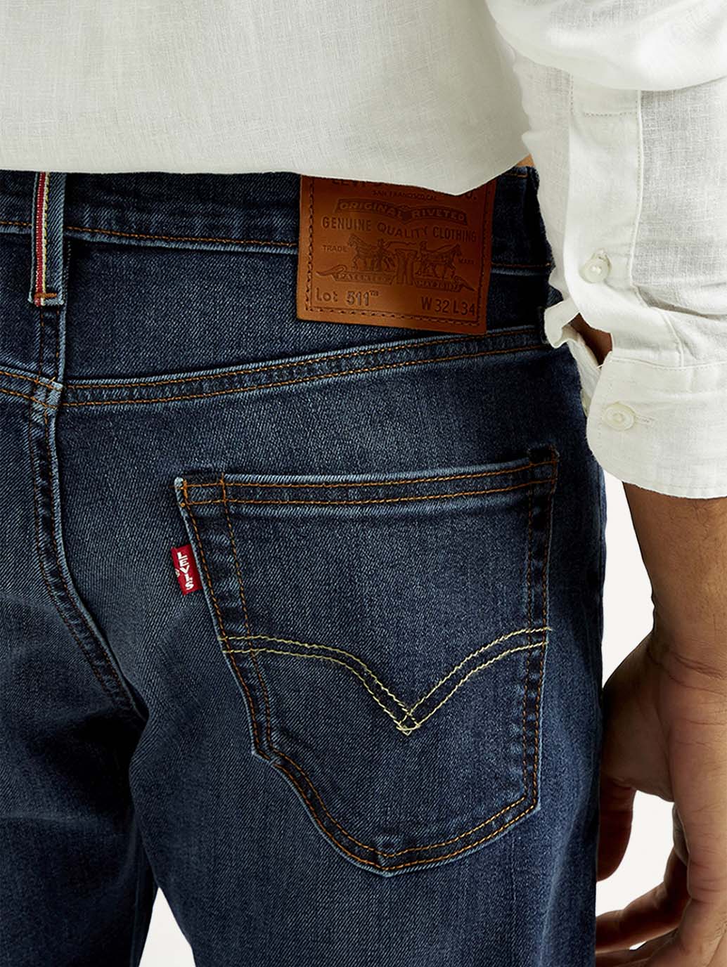 Men's 511 Indigo Slim Fit Mid Rise Selvedge Jeans - Detail View