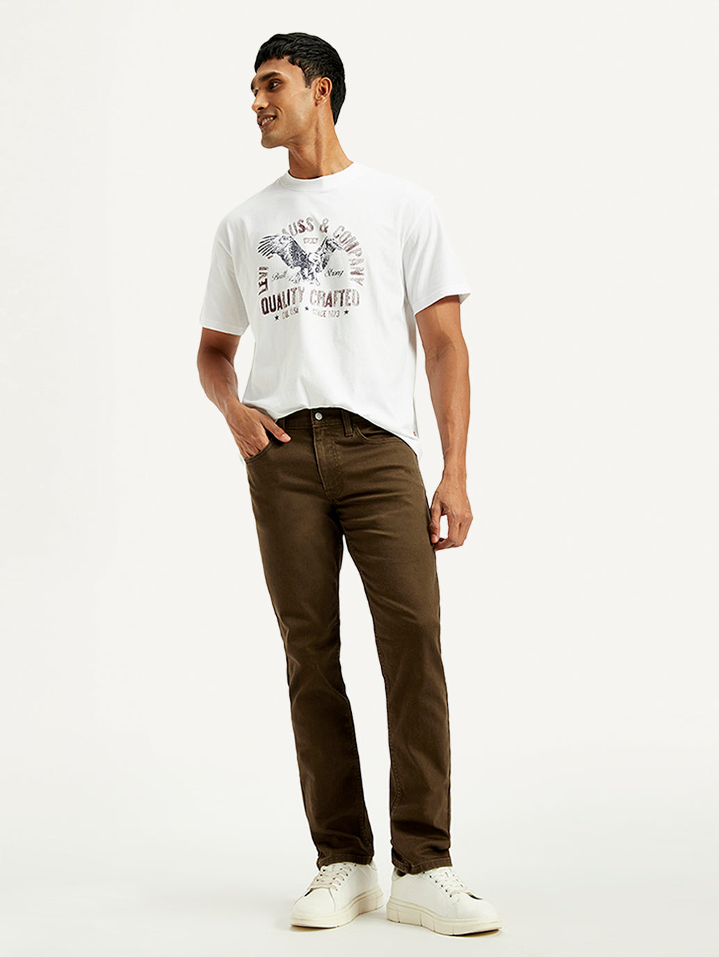 Men's 511 Brown Overdyed Slim Fit Mid Rise Jeans - Styleshot View