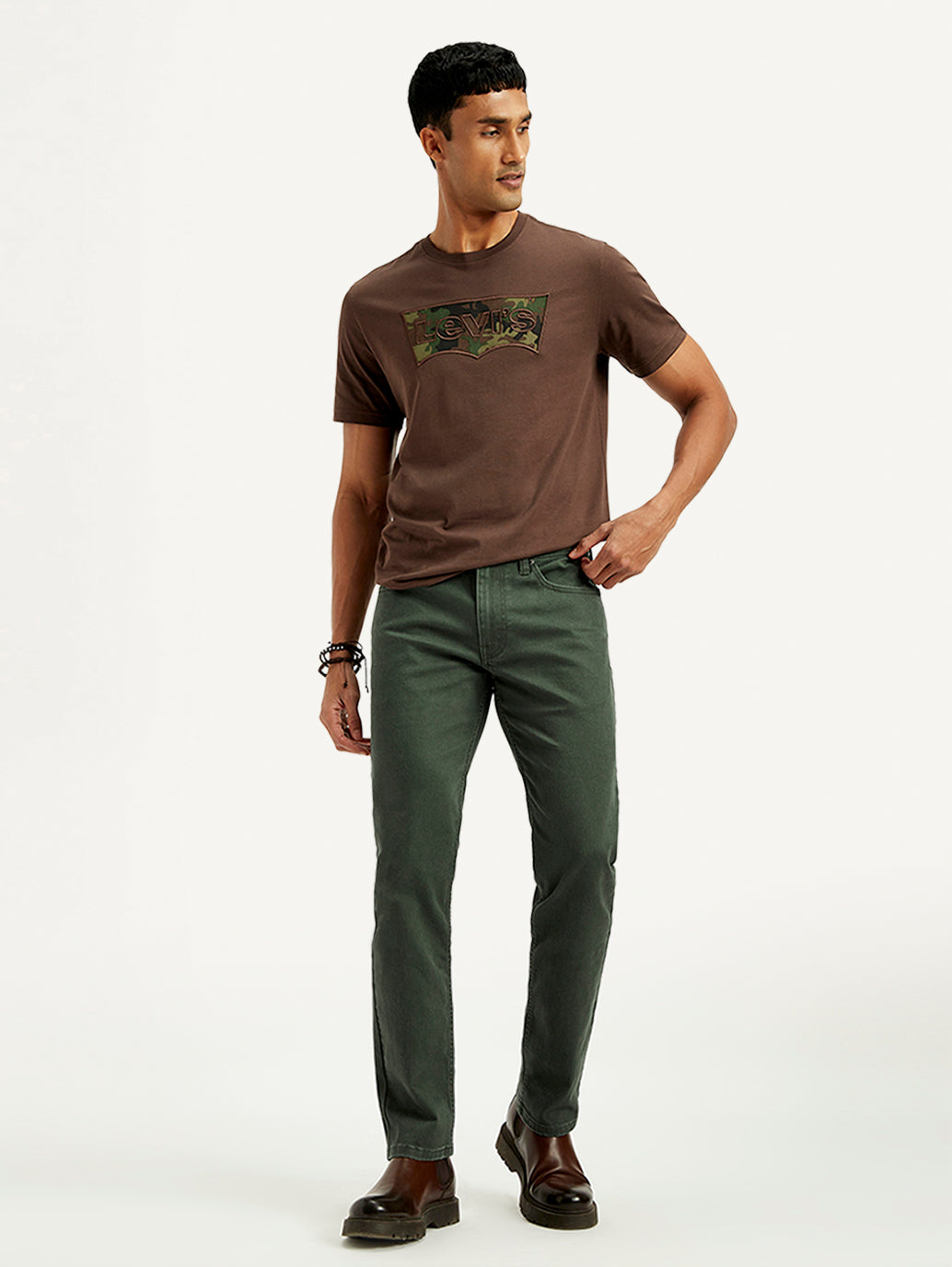 Men's 511 Dark Green Overdyed Slim Fit Mid Rise Jeans