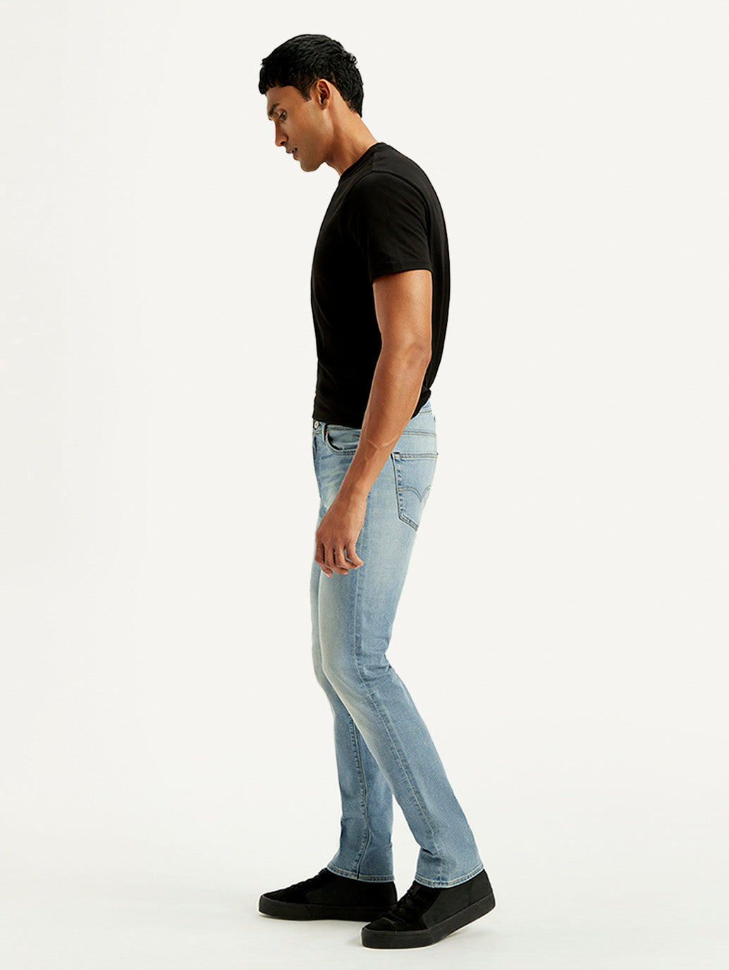 Men's 511 Blue Slim Fit Mid Rise Linen Jeans - Side View