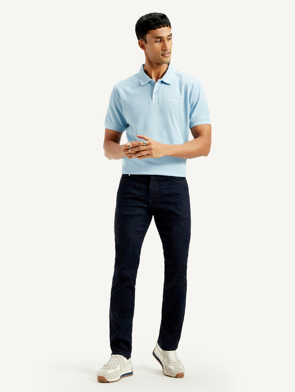 Men's 511 Dark Blue Slim Fit Mid Rise Linen Jeans - Styleshot View