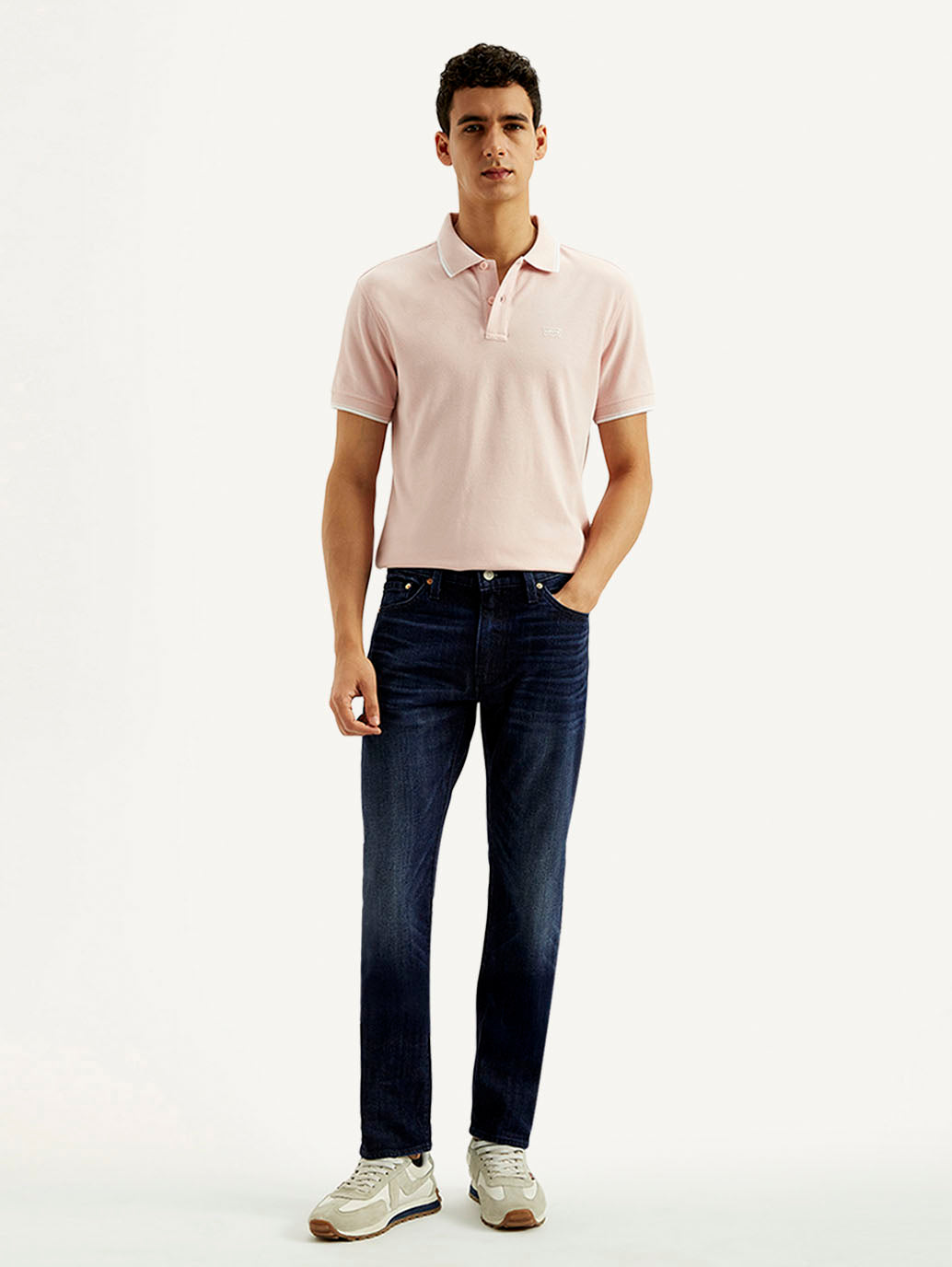 Men's 511 Dark Blue Slim Fit Mid Rise Selvedge Jeans - Front View