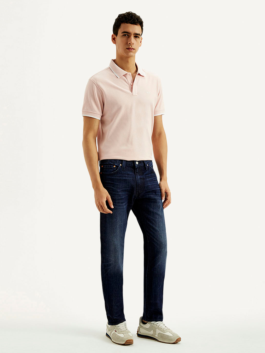 Men's 511 Dark Blue Slim Fit Mid Rise Selvedge Jeans - Side View
