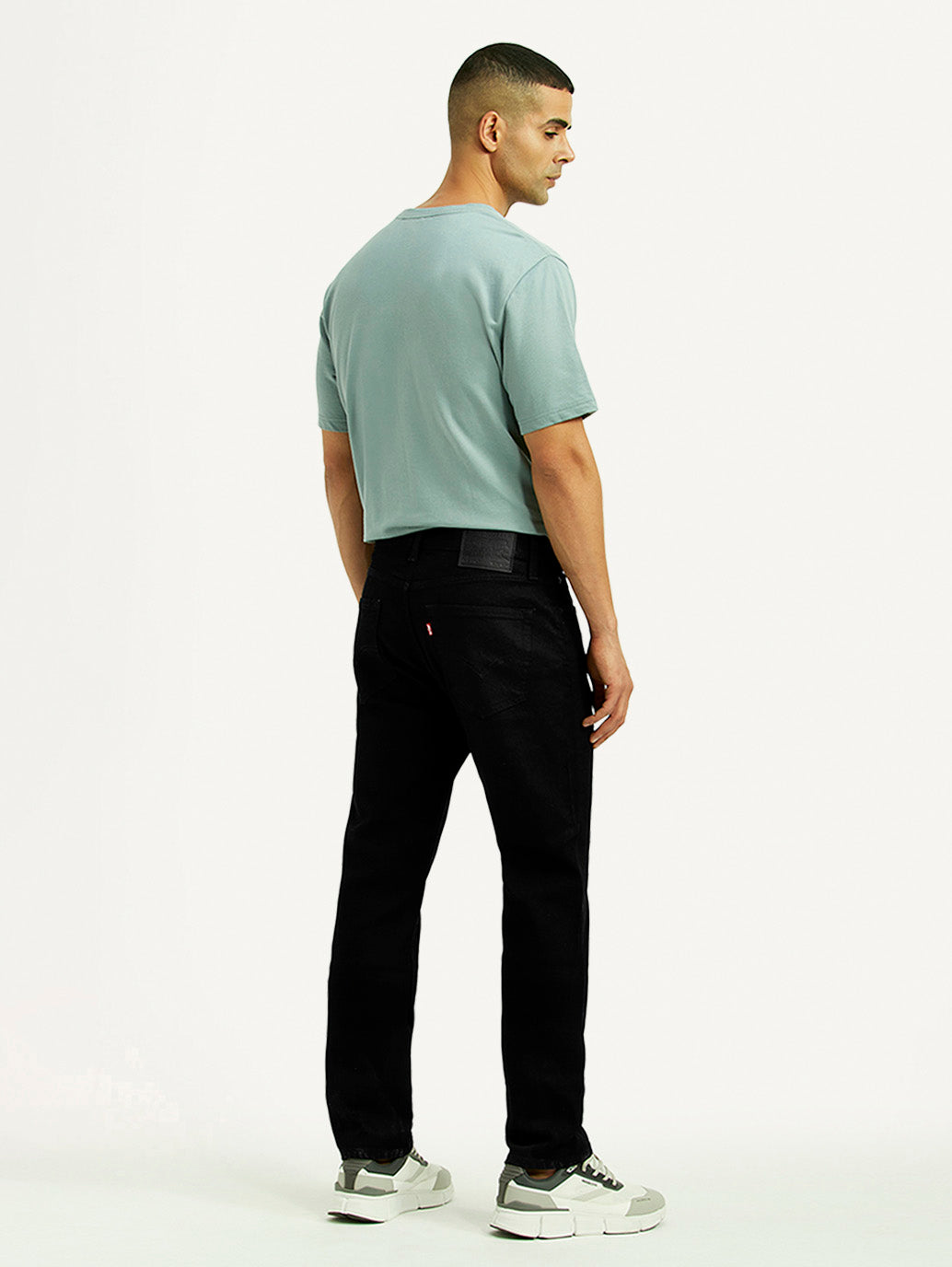 Men's Redloop 511 Black Slim Fit Mid Rise Linen Jeans - Back View