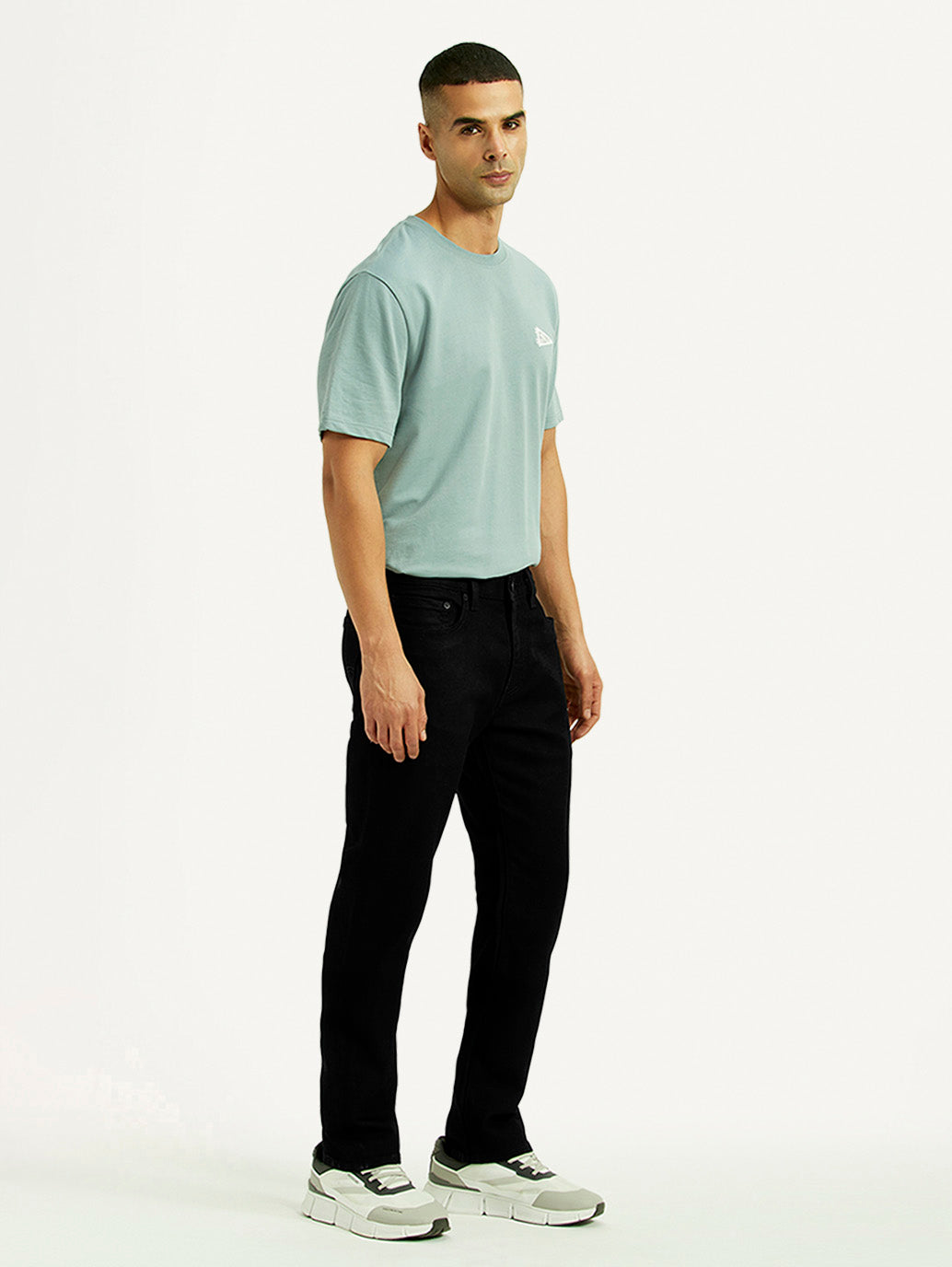Men's Redloop 511 Black Slim Fit Mid Rise Linen Jeans - Side View