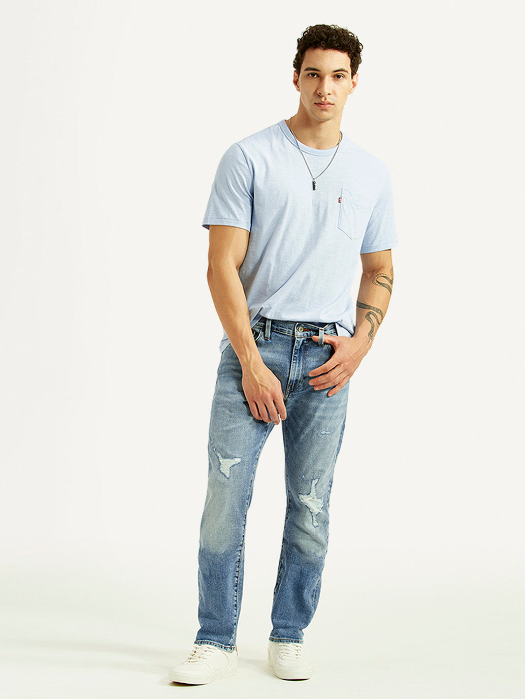 Men's 511 Blue Slim Fit Mid Rise Selvedge Jeans - Styleshot View
