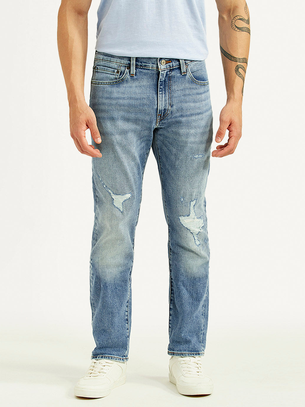 Men's 511 Blue Slim Fit Mid Rise Selvedge Jeans - Front View