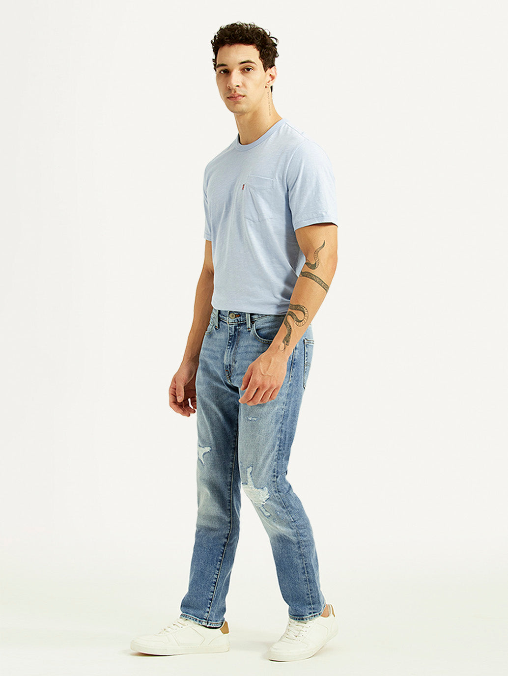 Men's 511 Blue Slim Fit Mid Rise Selvedge Jeans - Side View