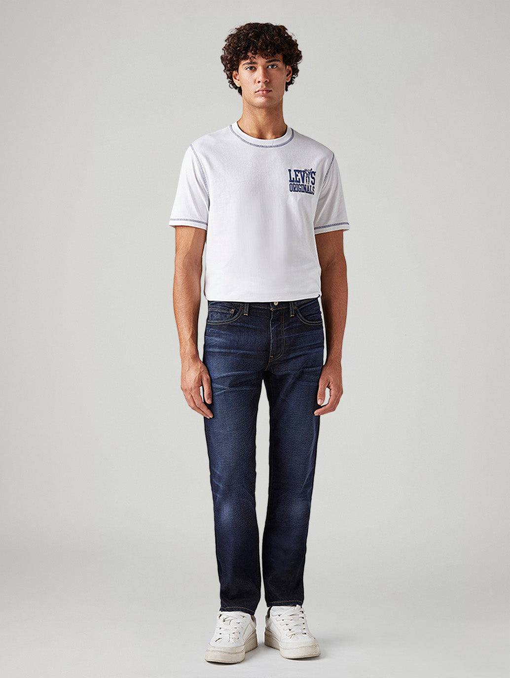 Men's 511 Dark Blue Slim Fit Mid Rise Linen Jeans - Front View