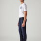 Men's 511 Dark Blue Slim Fit Mid Rise Linen Jeans - Side View