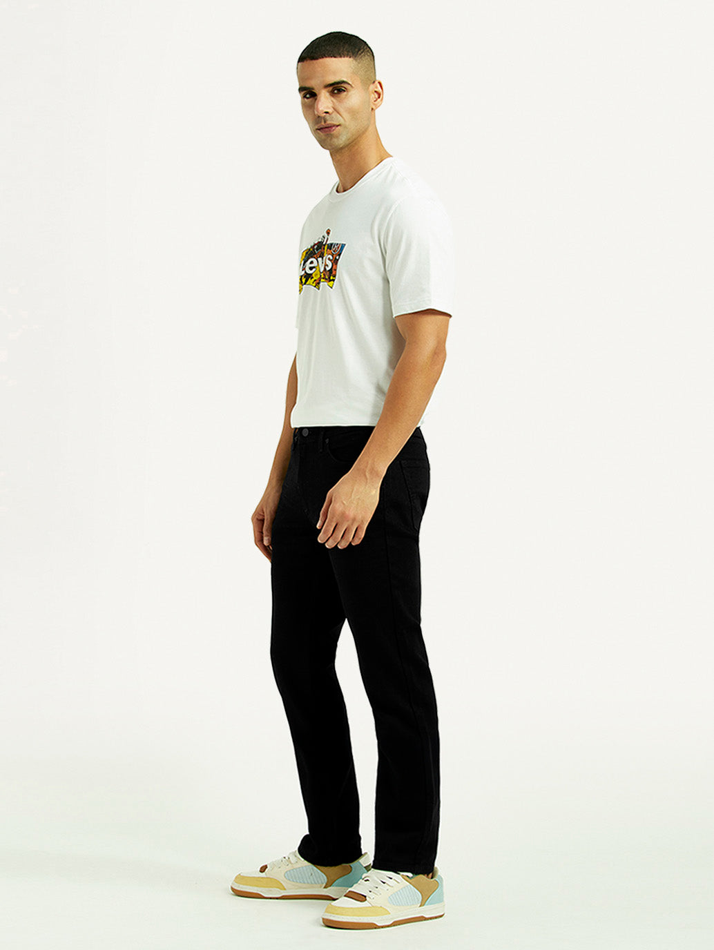 Men's 511 Black Slim Fit Mid Rise Kooltex Jeans - Side View