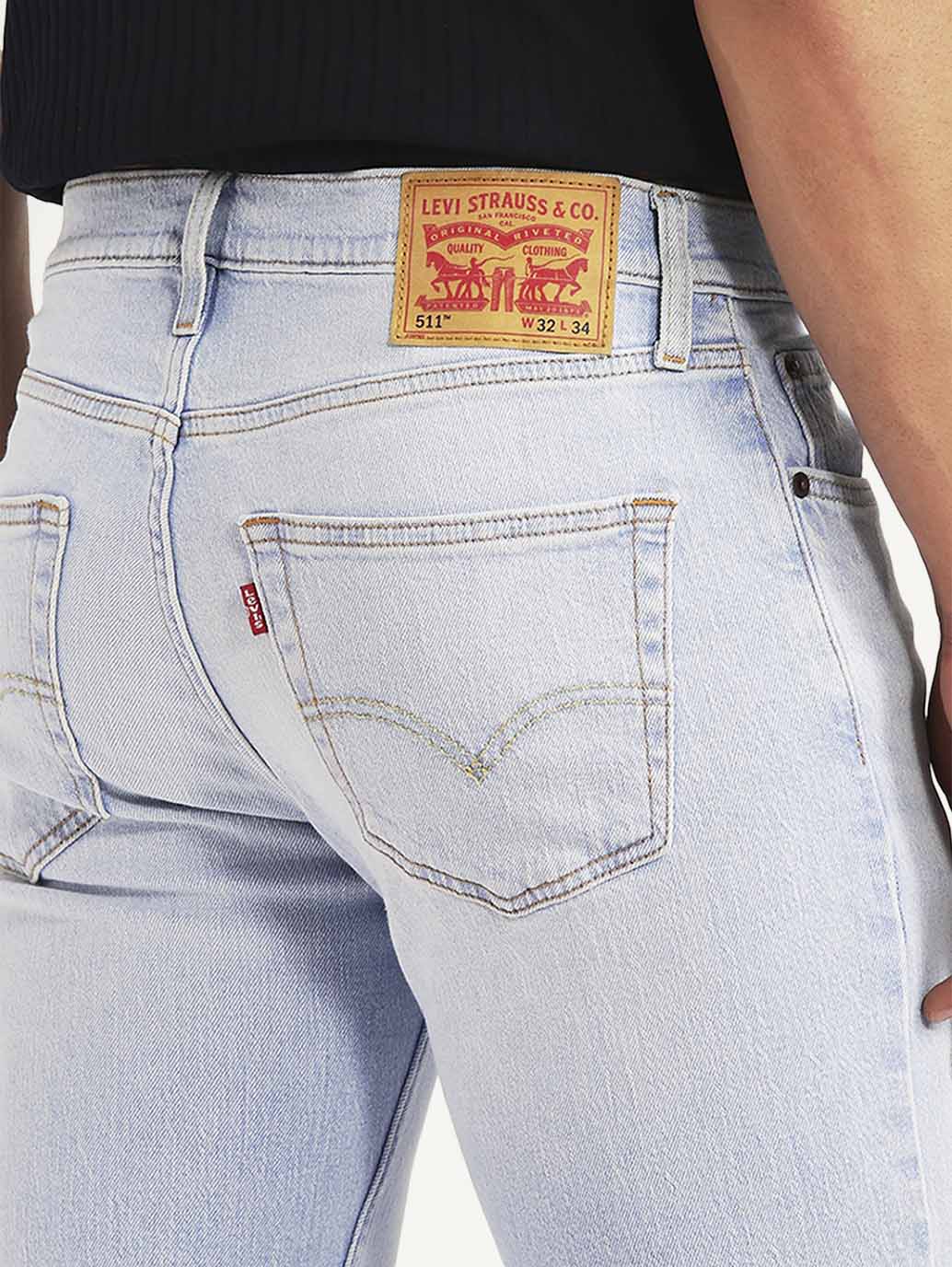 Men's 511 Light Blue Slim Fit Mid Rise Jeans - Detail View