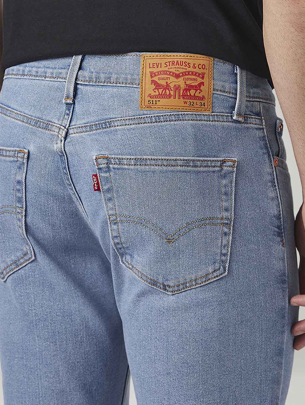 Mens 511 Mid Rise Slim Fit Cotton Stretch Blend Jeans - Detail View