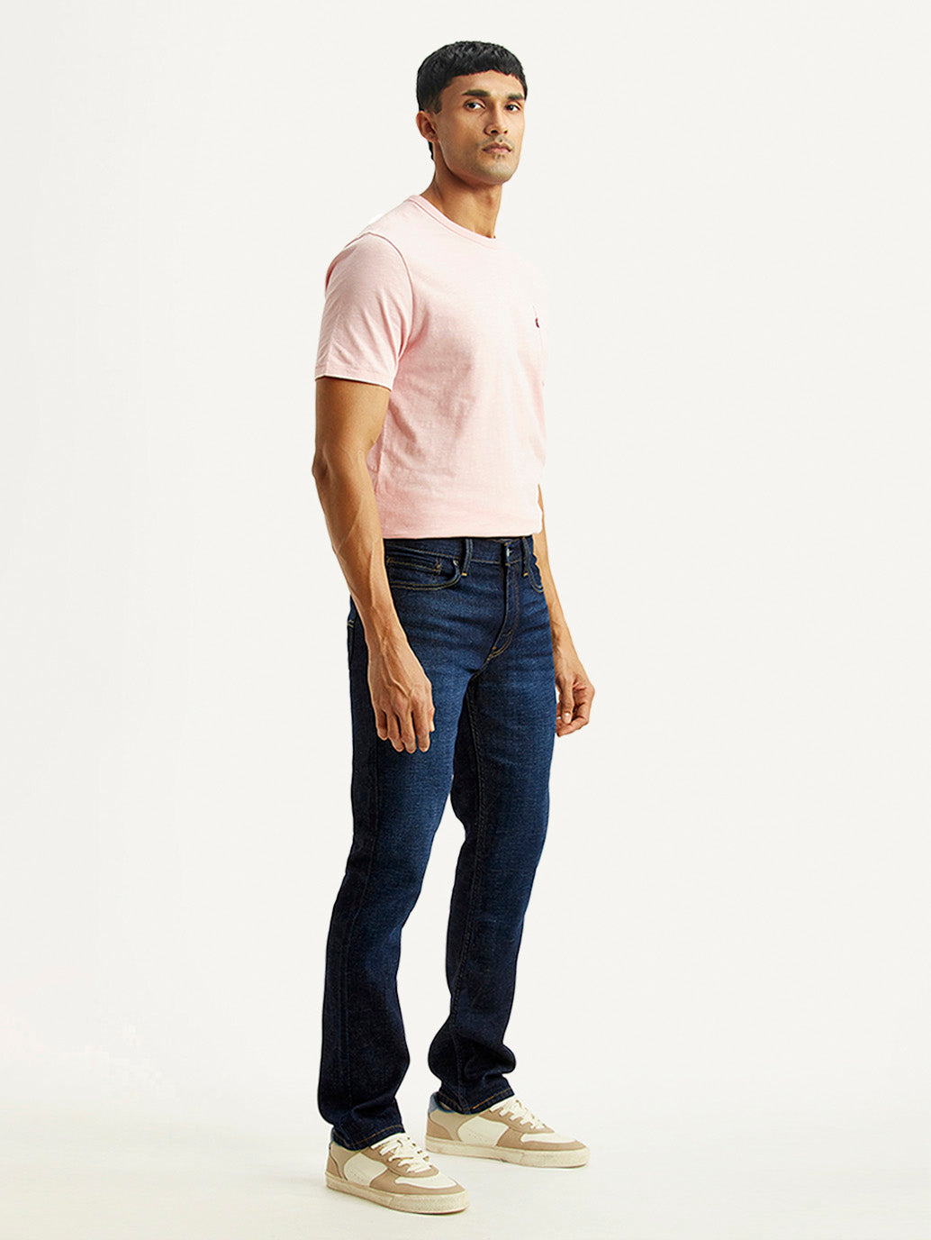 Men's 511 Navy Slim Fit Mid Rise Linen Jeans - Side View