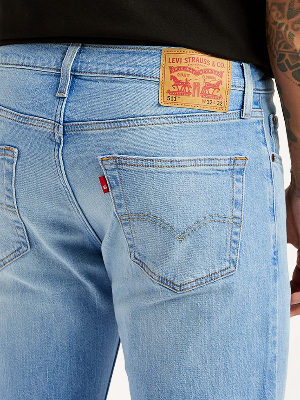 Men's 511 Light Blue Slim Fit Mid Rise Jeans - Detail View