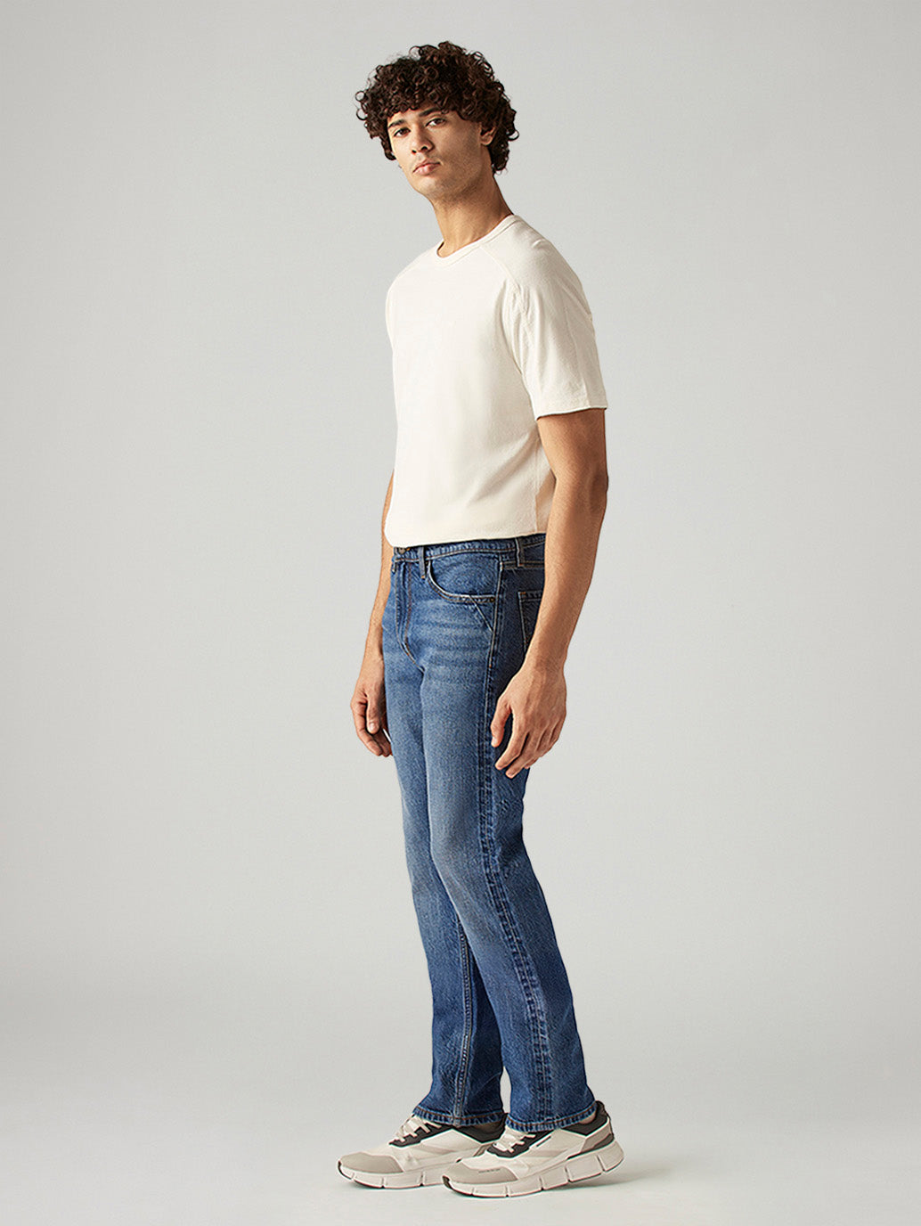 Men's 511 Blue Slim Fit Mid Rise Selvedge Jeans - Side View