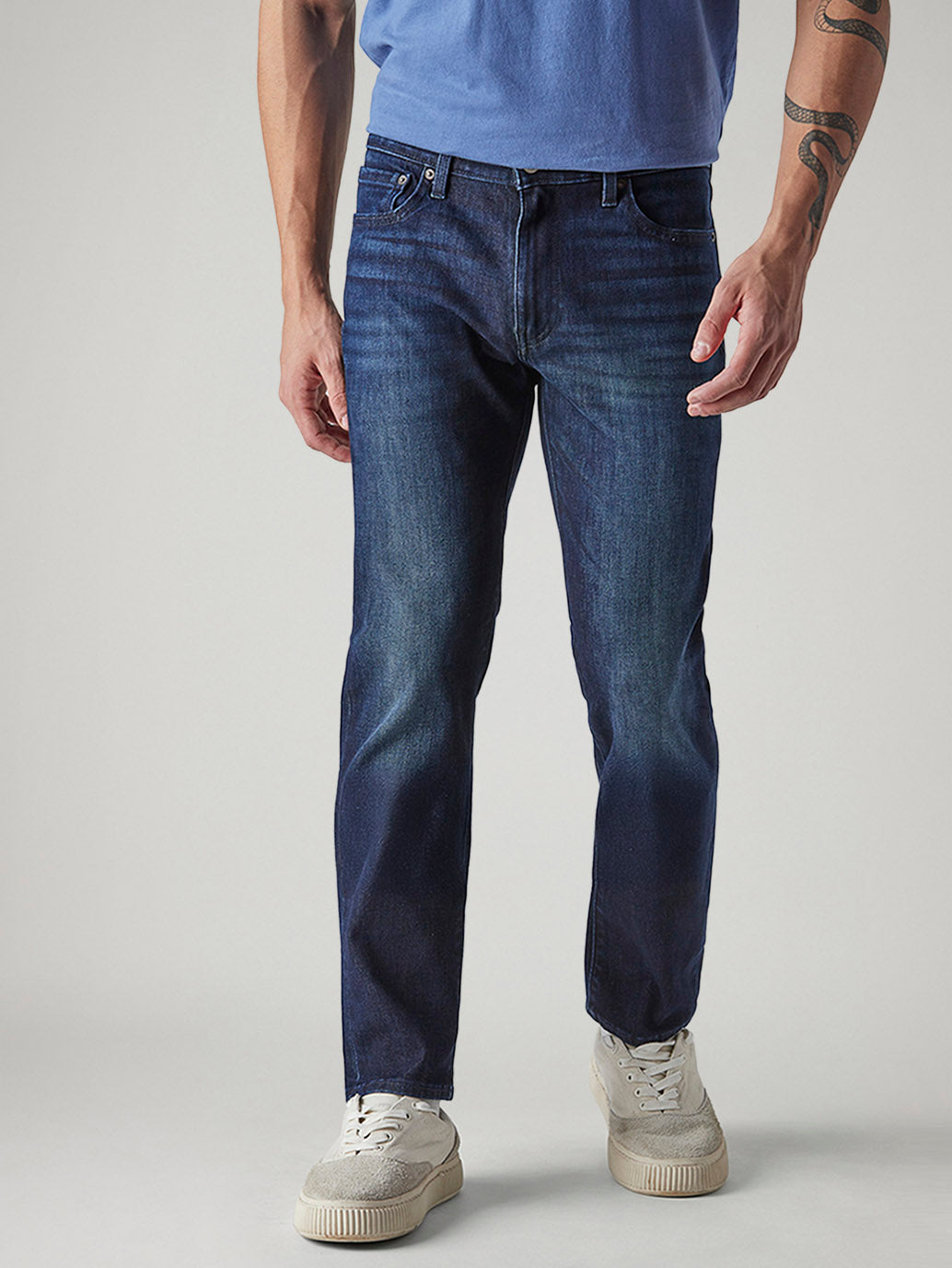 Men's 511 Dark Blue Slim Fit Mid Rise Jeans - Front View