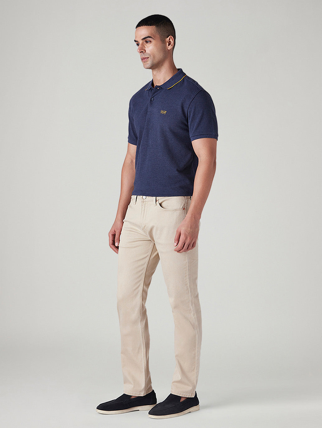 Men's 511 Beige Slim Fit Mid Rise Overdyed Jeans - Side View