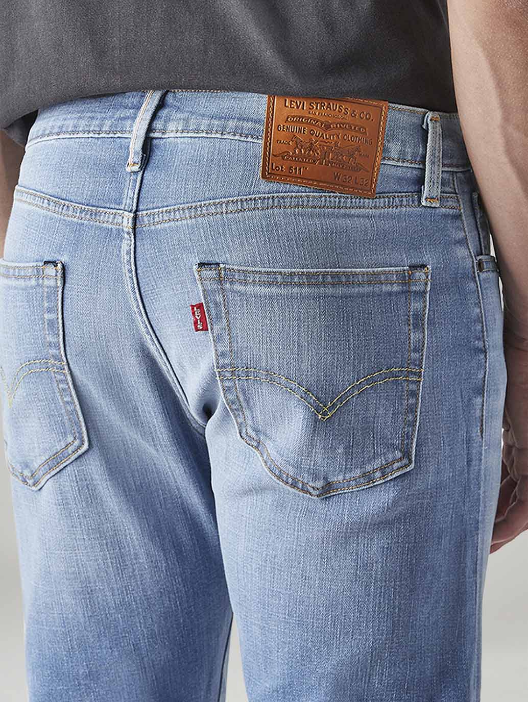 Men's 511 Light Blue Slim Fit Mid Rise Selvedge Jeans - 20 View