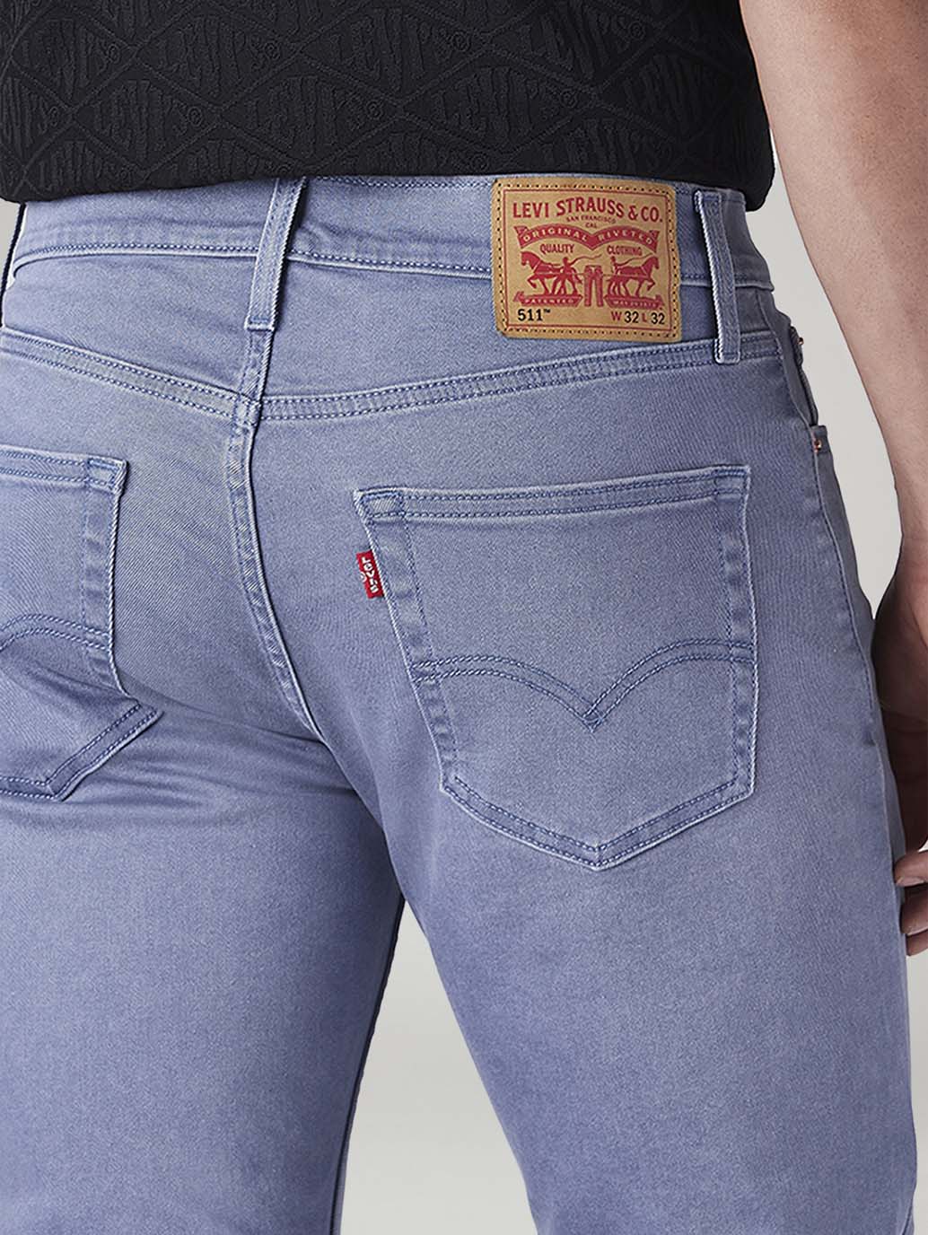 Men's 511 Blue Slim Fit Mid Rise Overdyed Jeans - 20 View