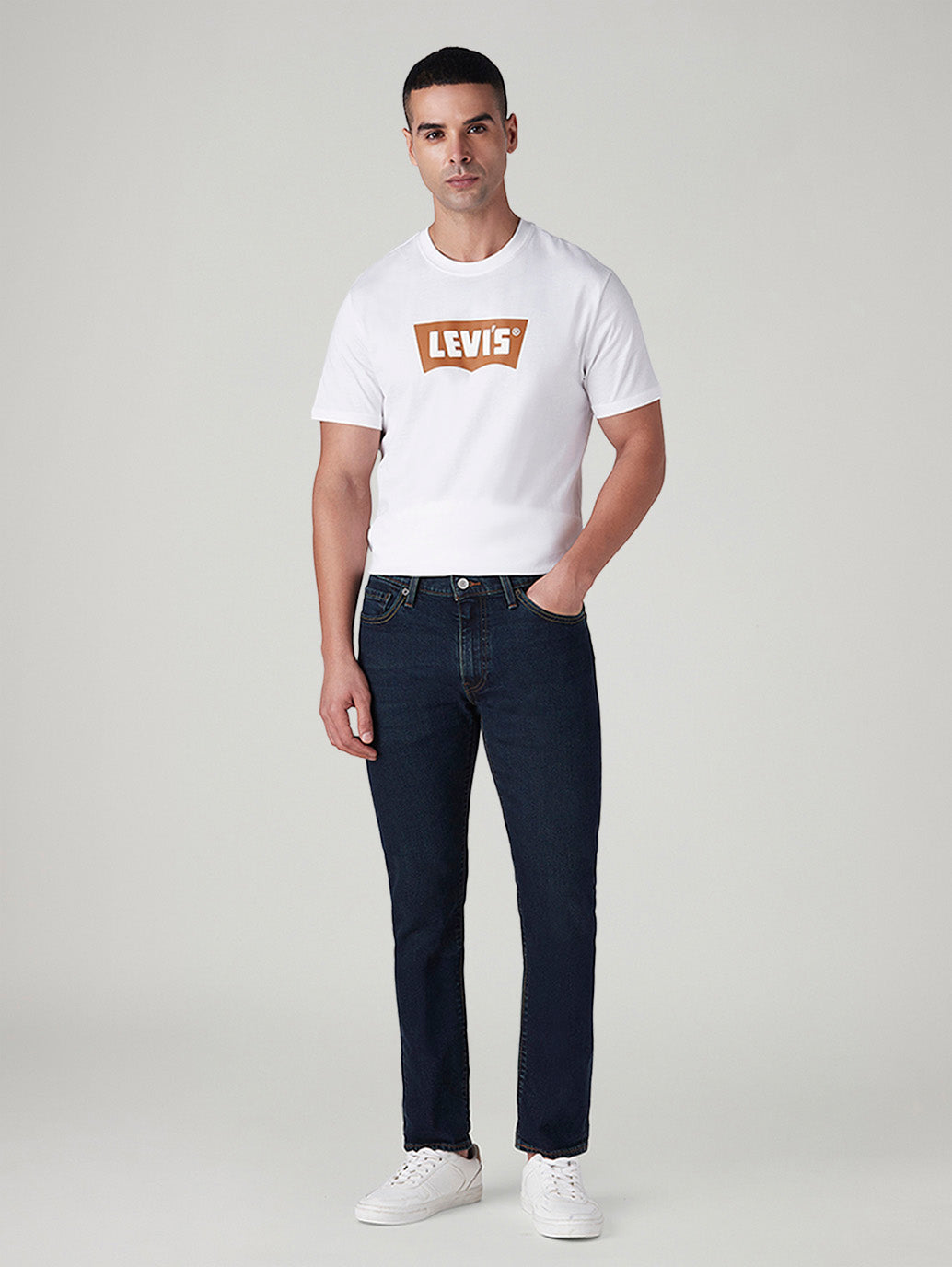 Men's 511 Dark Blue Slim Fit Mid Rise Selvedge Jeans - Front View