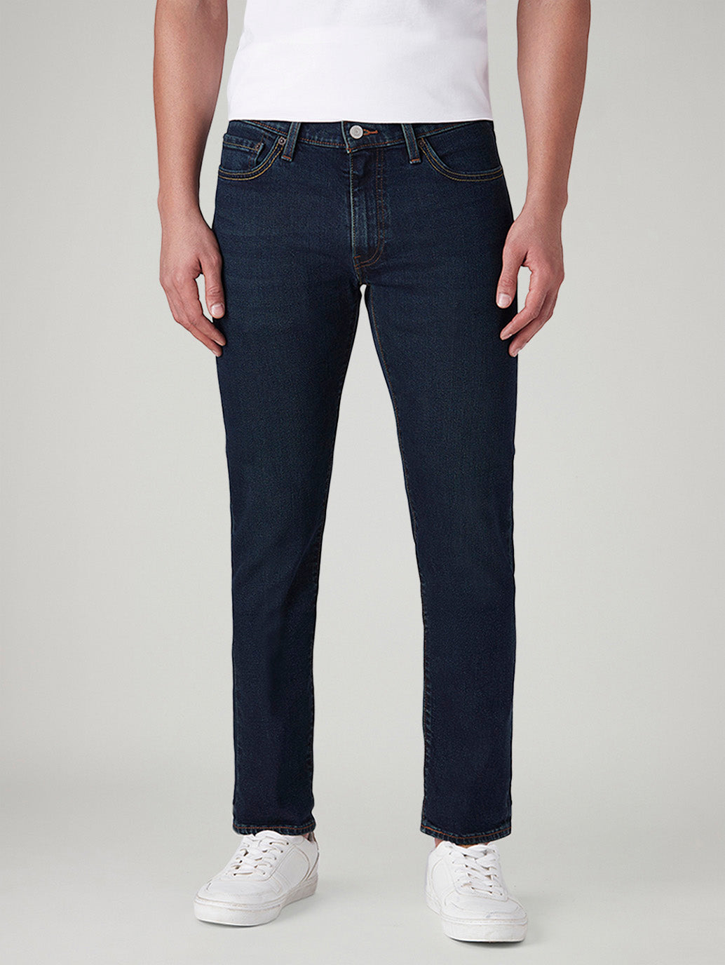 Men's 511 Dark Blue Slim Fit Mid Rise Selvedge Jeans - Front View