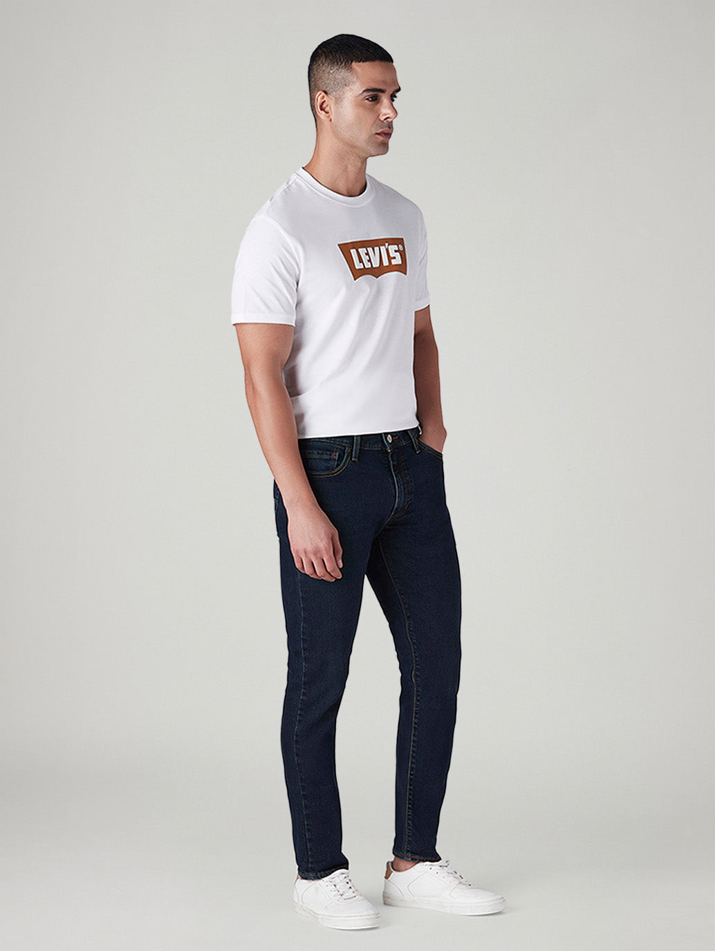 Men's 511 Dark Blue Slim Fit Mid Rise Selvedge Jeans - Side View