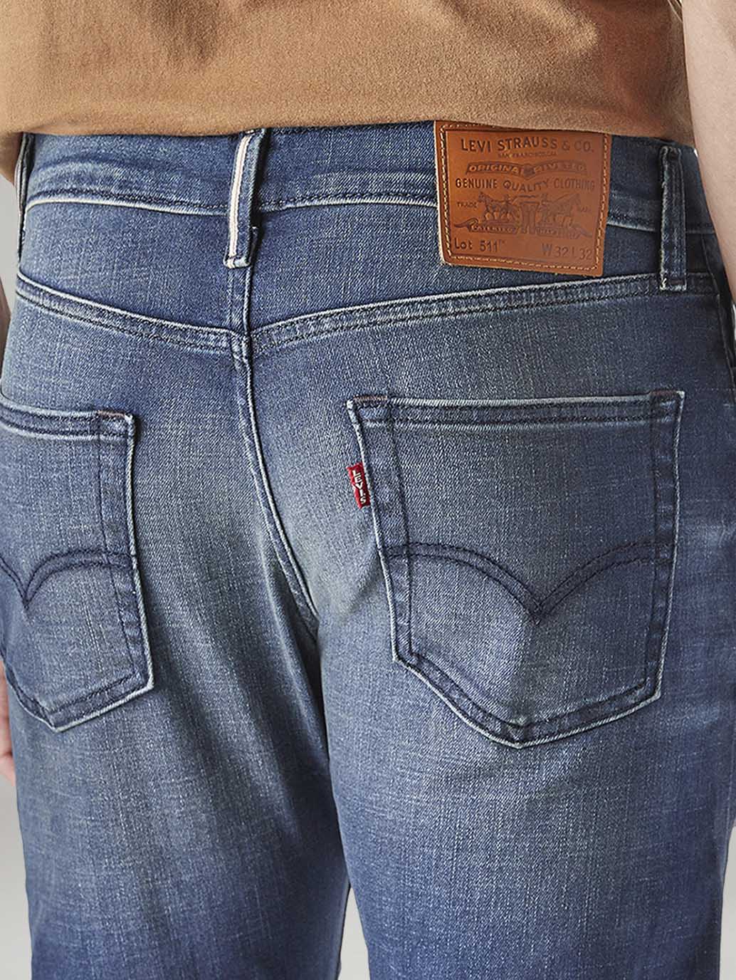 Men's 511 Indigo Slim Fit Mid Rise Selvedge Jeans - Detail View