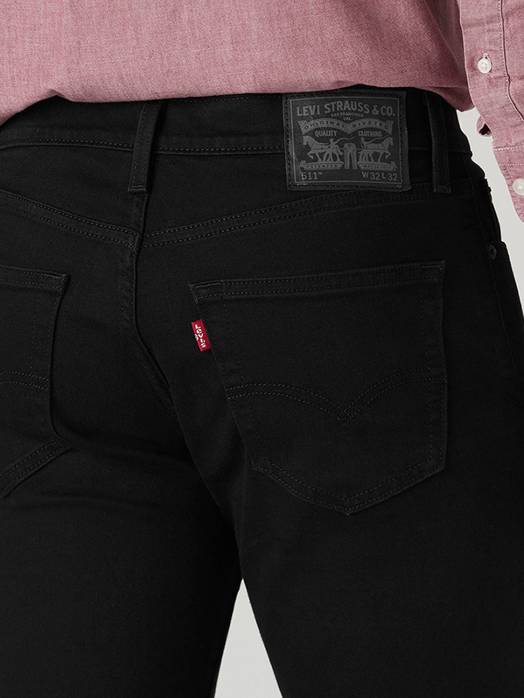 Men's 511 Black Slim Fit Mid Rise Jeans - Detail View