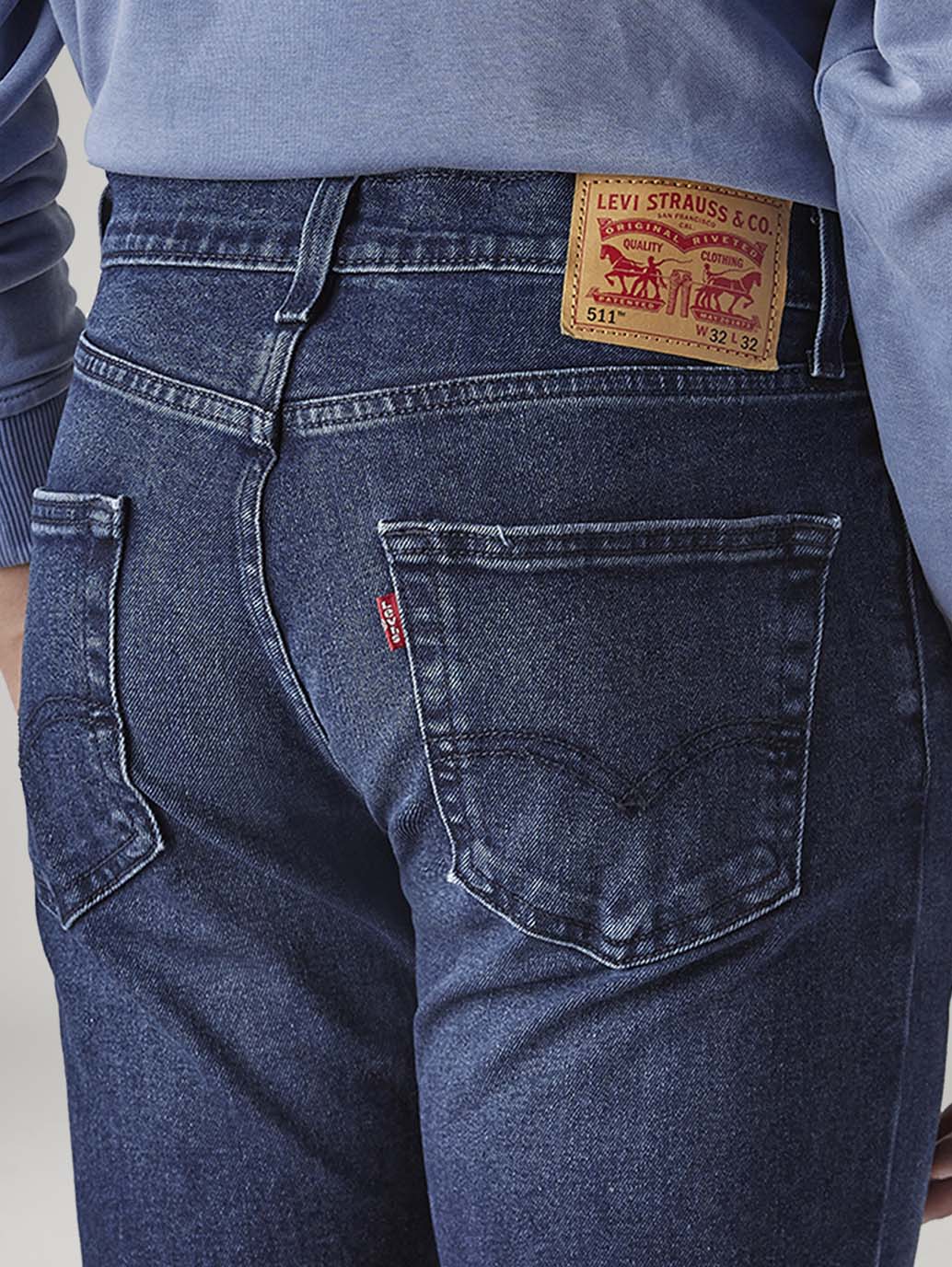 Men's 511 Dark Indigo Slim Fit Mid Rise Jeans - Detail View