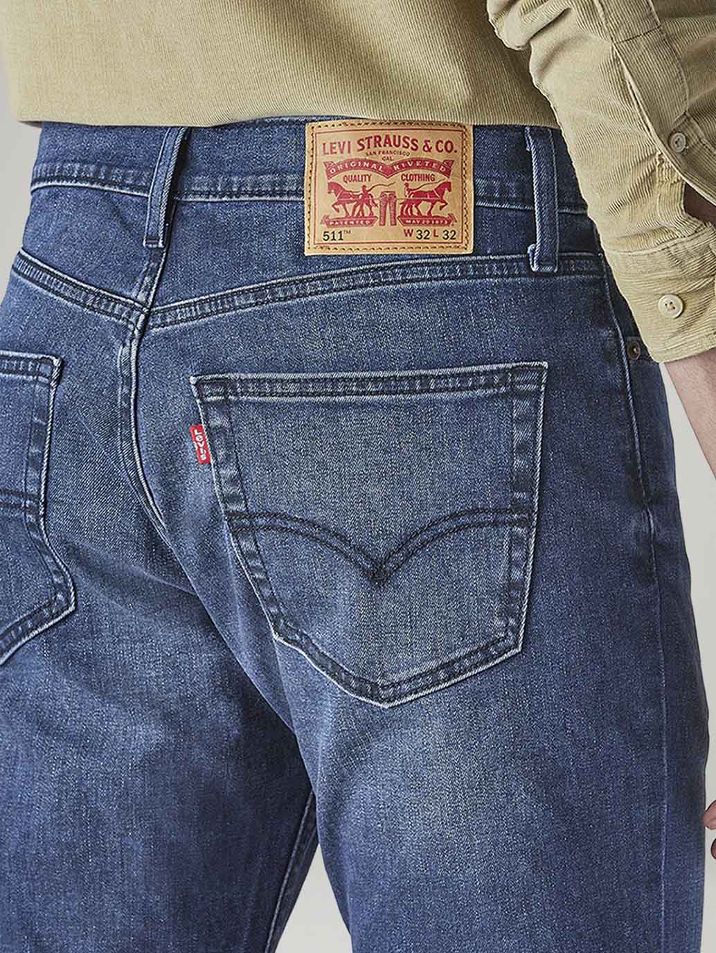Men's 511 Indigo Slim Fit Mid Rise Jeans - Detail View