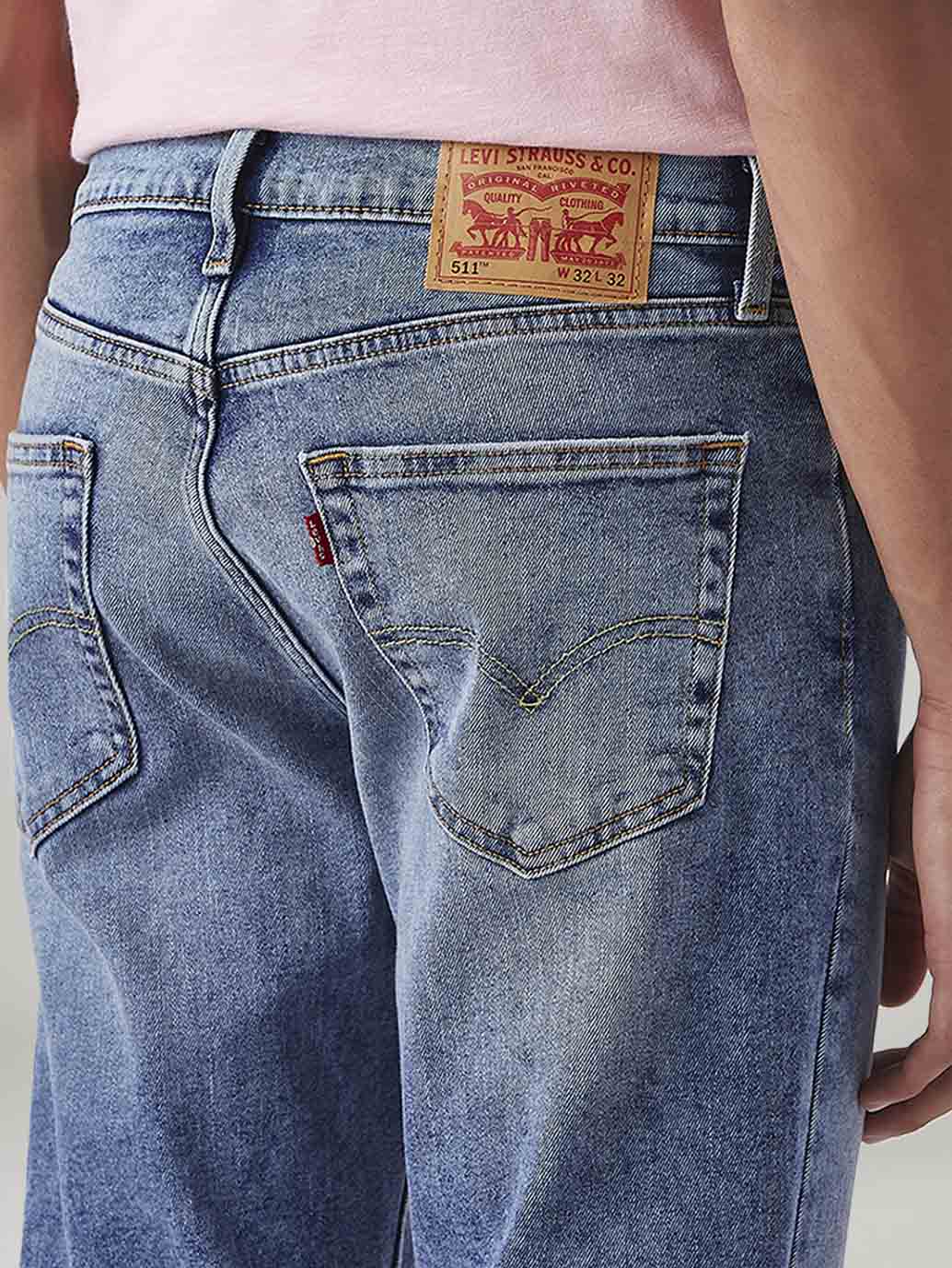 Men's 511 Blue Slim Fit Mid Rise Jeans - 20 View