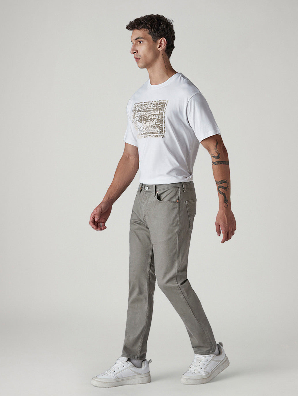 Men's 511 Grey Slim Fit Mid Rise Overdyed Jeans - Side View