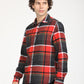 Men's Plaid Red Spread Collar Shacket - RightSide View