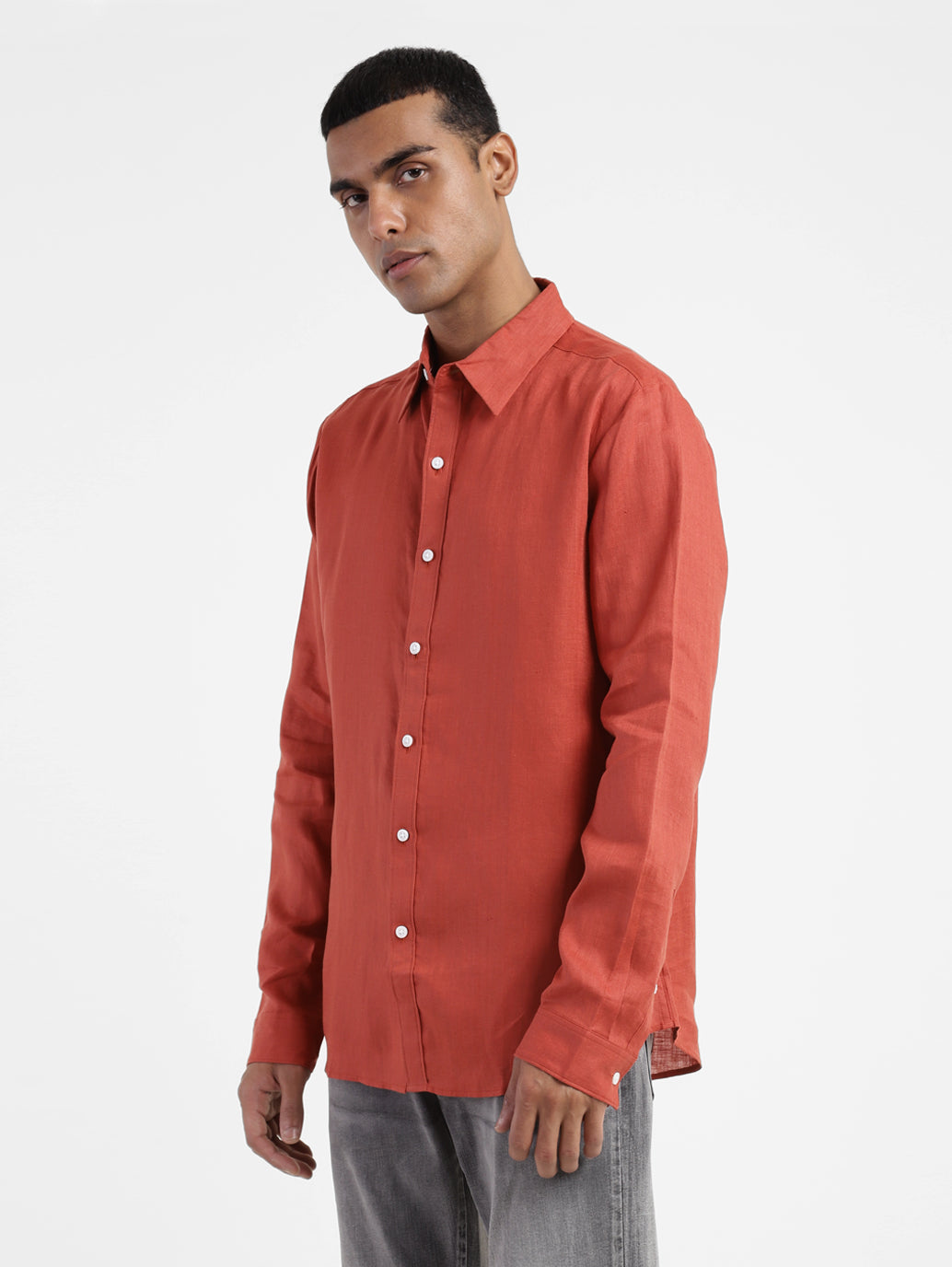 Men's Solid Spread Collar Shirt - 72bdc2f7-e49b-42ad-b441-bbcdf5ffb4e9 View