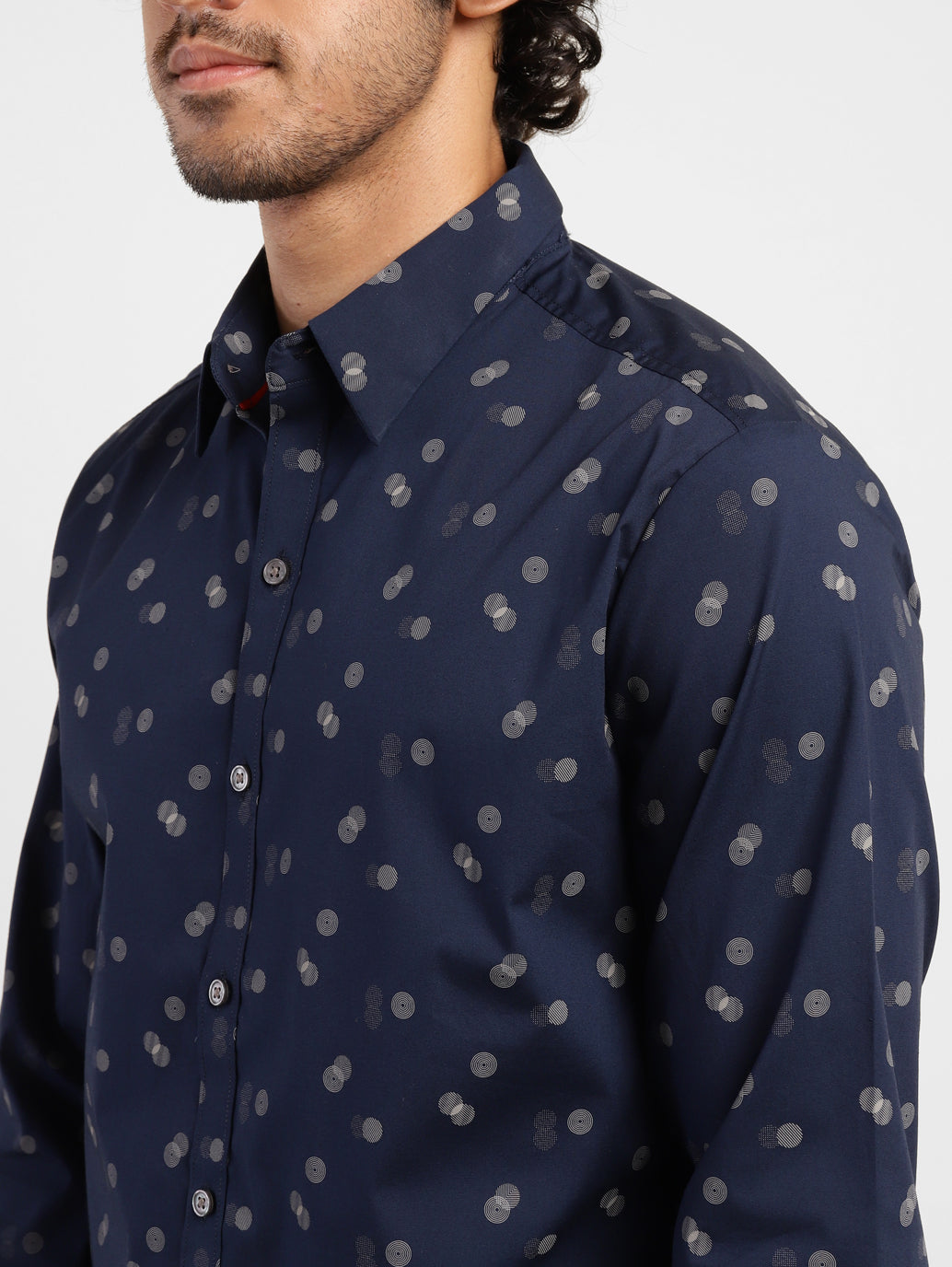 Men's Geometric Print Spread Collar Shirt - 1f141a4f-e235-4abd-94d7-7d09b797d595 View