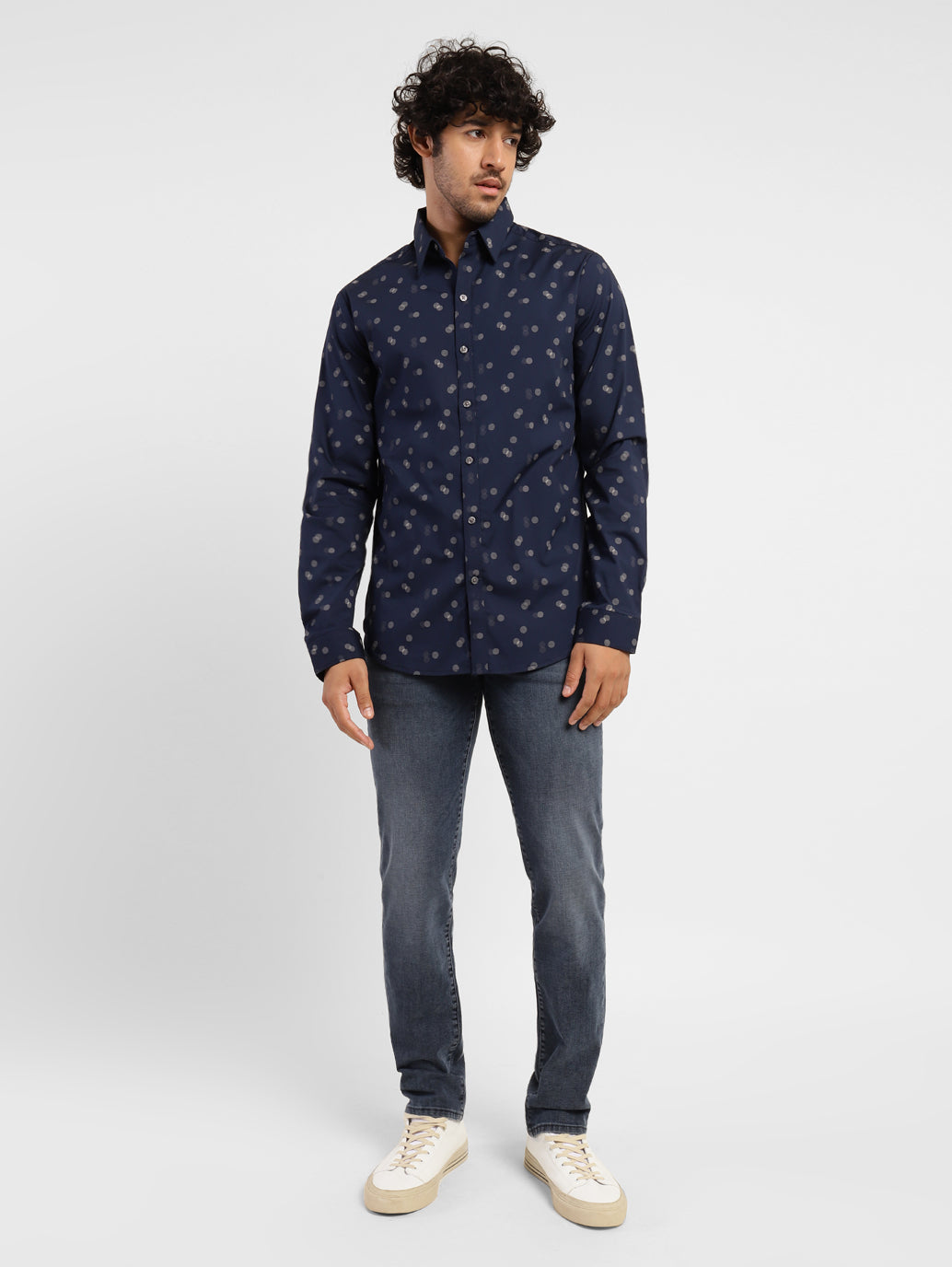 Men's Geometric Print Spread Collar Shirt - d949d647-f01f-41cf-ac87-cabe3d663e30 View