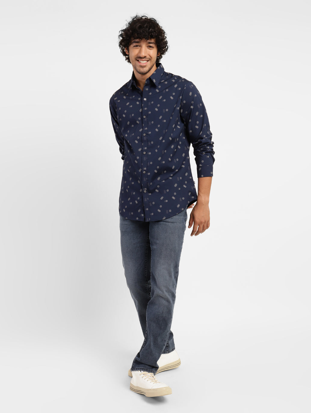 Men's Geometric Print Spread Collar Shirt - 6020b599-9d0b-4462-8127-229cb6eda67c View