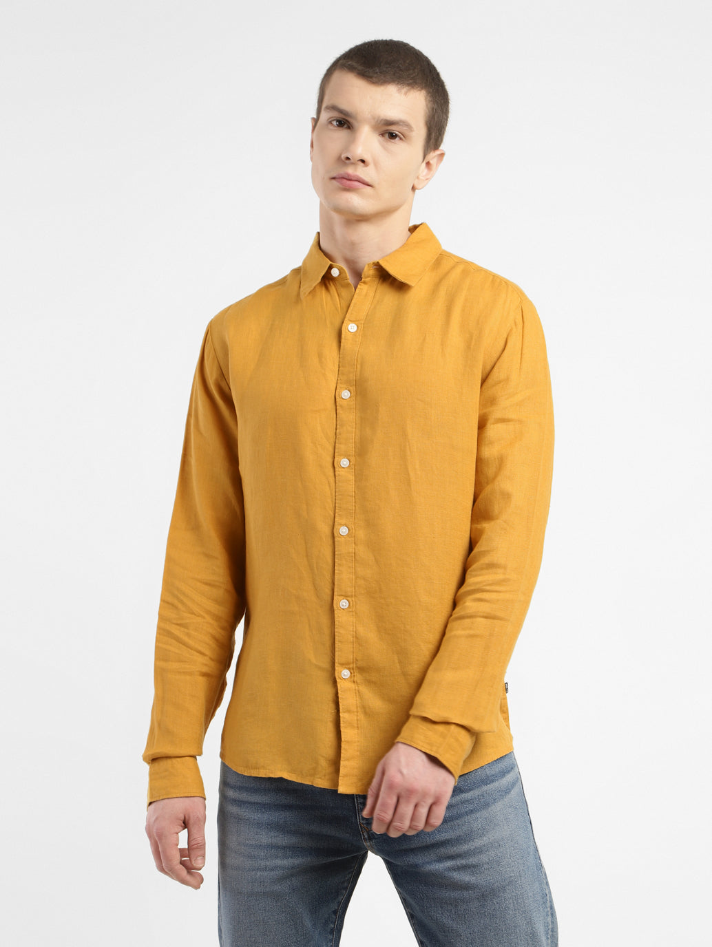 Men's Solid Spread Collar Linen Shirt - 46873518-1082-4522-8c68-61e3f624acad View