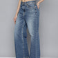 Women's Blue Ribcage Bell Bottom Wide Leg Fit Mid Rise Jeans - 1b0c8533275368b595c76a63e28f0485 View