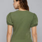 Women's Textured Green Crew Neck Top - 1c04ef48-d0c8-4999-8fc1-a8c22a66f40e1726649332845-Levis-Women-Tops-5811726649332515-4 View